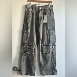 Zara Gray Wide Leg Jeans